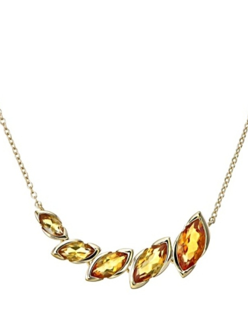 Gold-Tone Amber Marquise Crystal Necklace
